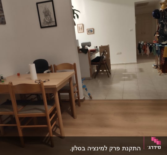 רצפת פרקט עץ בהירה בחדר מגורים